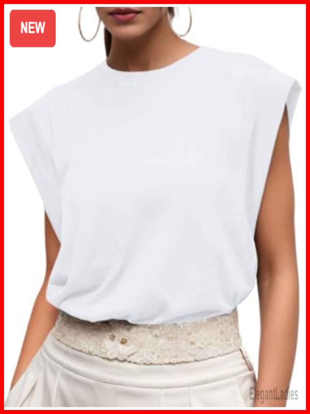 Women's Cap Sleeve Tank Top Crew Neck Loose Fit Casual Summer Tee